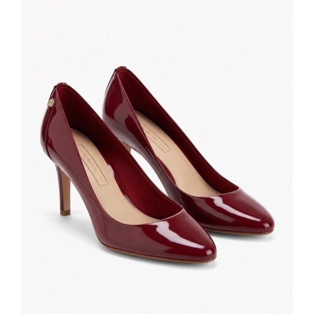 Antonio Melani Red Patent Leather Platform Pumps Round Toe Heels NIB